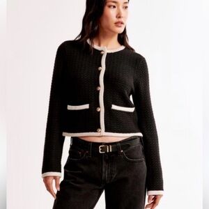 Abercrombie Textural Crew Sweater Jacket